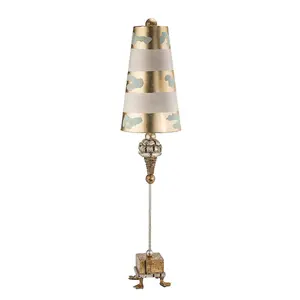 Table Lamp Duck Feet Gold LeafEtched Base Striped Shade LED E27 100W