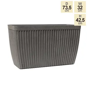 Primrose Garden Outdoor Trough Patterned Resin Planter in Artisan Grey 73cm