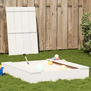 Berkfield Sandpit with Cover White 111x111x19.5 cm Solid Wood Pine