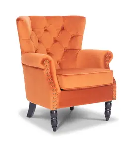 Velvet Orange Liana Accent Wingback Chair