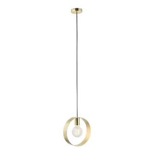 Luminosa Hoop 1 Light Ceiling Pendant Brushed Brass, E27