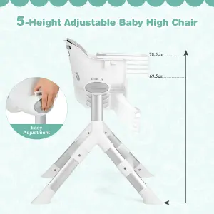 Costway Adjustable Baby High Chair Newborn Feeding Chair w/ 5 Heights Removable Tray