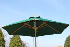 Hardwood Garden Parasol Umbrella - 2M Wide - (Dark Green)