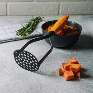 Deiss Pro Heavy Duty Stainless Steel Potato Masher with Non-Slip Rubber Handle Orange/Black