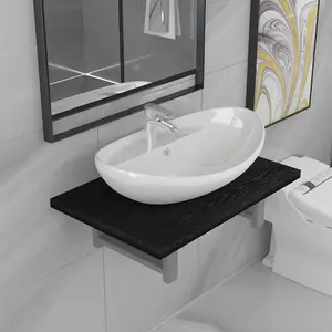 Berkfield Two Piece Bathroom Furniture Set Ceramic Black