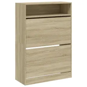 Berkfield Shoe Cabinet with 2 Flip-Drawers Sonoma Oak 80x34x116 cm