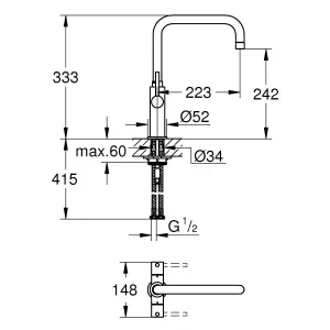 Grohe Ambi Cosmopolitan Chrome-plated Kitchen Twin lever Tap