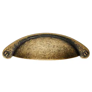 Traditional Cup Pull Handle 104 x 26mm 64mm Fixing Centres Antique Brass