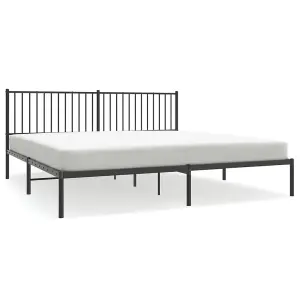 Berkfield Metal Bed Frame with Headboard Black 193x203 cm