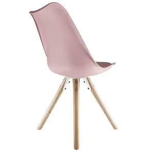 Soho Blush Pink Plastic Dining Chair with Pyramid Light Wood Legs