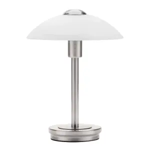 Litecraft Alasbaster Touch Satin Nickel Table Lamp