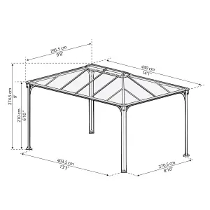 Palram - Canopia Martinique Grey Rectangular Gazebo, (W)4.3m (D)2.96m - Assembly required