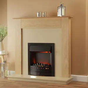 Suncrest Cartmel Oak MDF & stainless steel Freestanding Electric fire suite