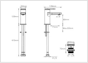 GoodHome Berrow Basin Mono mixer Tap