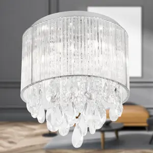 First Choice Lighting Set of 2 Harbour Crystal Flush Ceiling Lights