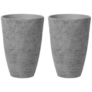 Set of 2 Plant Pots 43 x 43 x 60 cm Grey CAMIA