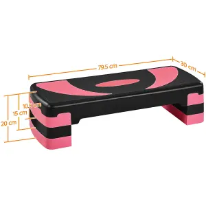 Yaheetech Adjustable Aerobic Stepper with Risers - Rose red