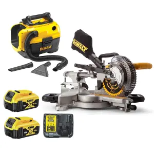 Dewalt DCS365M2 18v XPS 184mm Mitre Saw + 2 x 4.0ah Battery + DCV584L Vacuum