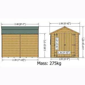 Shire 8x6 Overlap Premium Double Door Windowless Apex Shed Pressure Treated