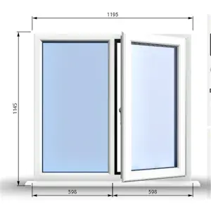 1195mm (W) x 1145mm (H) PVCu StormProof Casement Window - 1 RIGHT Opening Window -  Toughened Safety Glass - White