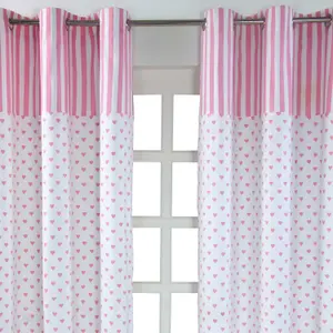 Homescapes Pink Love Hearts Ready Made Eyelet Curtain Pair, 137 x 228 cm Drop