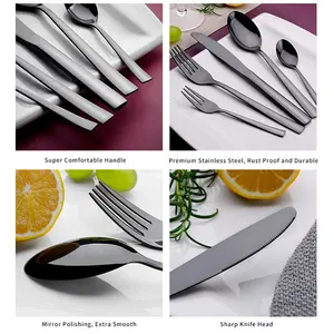 Velaze 30 Piece Stainless Steel Cutlery Set , Service for 6 Black