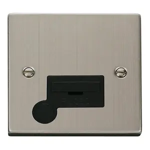 Stainless Steel 13A Fused Connection Unit With Flex - Black Trim - SE Home