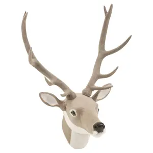 URBNLIVING 30cm Wall Mounted Reindeer Head Grey Decoration Stag Ornament Deer Antler Trophy Christmas