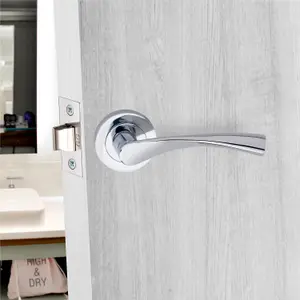 Astrid Design Bathroom Door Handle Set Thumbturn and Mortise Lock Polished Chrome