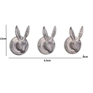 Melody Maison Set of 3 Antique White Hare Head Coat Hooks