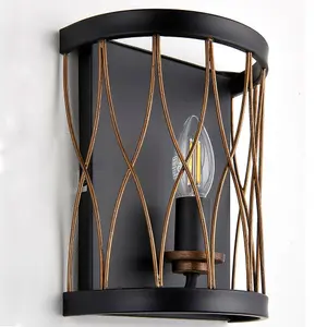 Dimmable LED Wall Light Industrial Matt Black & Bronze Cage Hanging Lamp Fitting