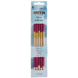 FLR KP DE 20CMX6.50MM - Knitting Pins: Double-Ended: Set of Five: Flair: Hand Coloured: 20cm x 6.50mm - Pony