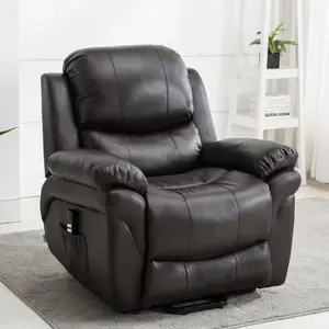 Madison Dual Motor Electric Riser Rise Recliner Bonded Leather Armchair Electric Lift Chair (Brown)