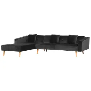 Corner Sofa VADSO Black Velvet Right Hand