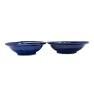 Signature Blue & White Fish Hand Painted Ceramic Set of 2 Tapas Bowls (Diam) 12cm