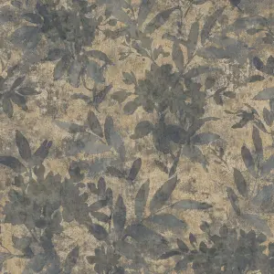 GDUK Vintage Velvet Watercolour Floral Ammo Textured Wallpaper, Grey