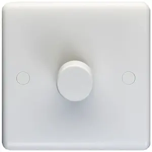 1 Gang Single 400W LED 2 Way Rotary Dimmer Switch WHITE Light Dimming Plate