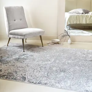 Grey Modern Easy to Clean Abstract Optical/ (3D) Rug For Dining Room Bedroom And Living Room-66 X 240cmcm (Runner)