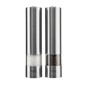 Electric Salt and Pepper Mill Grinder Set Shaker Automatic with Stand Silver