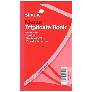 Silvine Triplicate Large Feint 200 Sheets Memo Book (Pack Of 6) White (One Size)