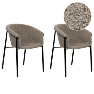 Set of 2 Dining Chairs AMES Boucle Taupe