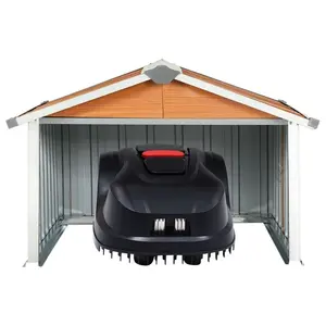 Tuckahoe Garden Robot Lawnmower Shed 92 x 97 x 63 cm Galvanised Steel Brown