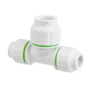 Flomasta White Push-fit Reducing Pipe tee (Dia)15mm x 15mm x 22mm