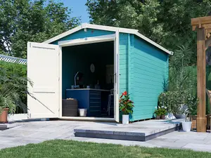 Dunster House Wooden Shed 8x10 Garden Cabin Secure Workshop Tool Storage Roof Felt Petrus