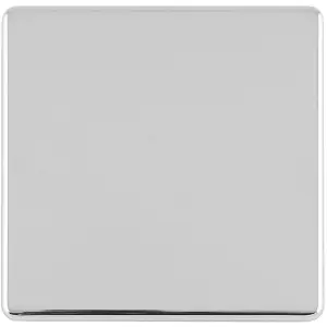 Single SCREWLESS POLISHED CHROME Blanking Plate Round Edged Wall Box Hole Cover