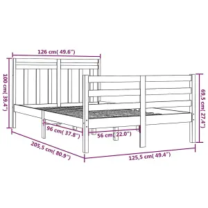 Berkfield Bed Frame White Solid Wood 120x200 cm