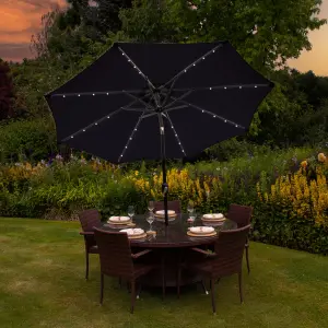 Black 2.7m LED Tilt Parasol without base