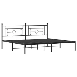 Berkfield Metal Bed Frame without Mattress with Headboard Black 193x203cm