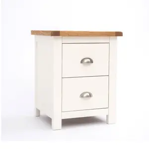 Lovere 2 Drawer Bedside Table Chrome Cup Handle