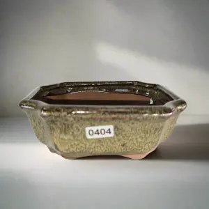 13cm Glazed Bonsai Pot - Rectangle - 13cm x 10cm x 5cm - Green